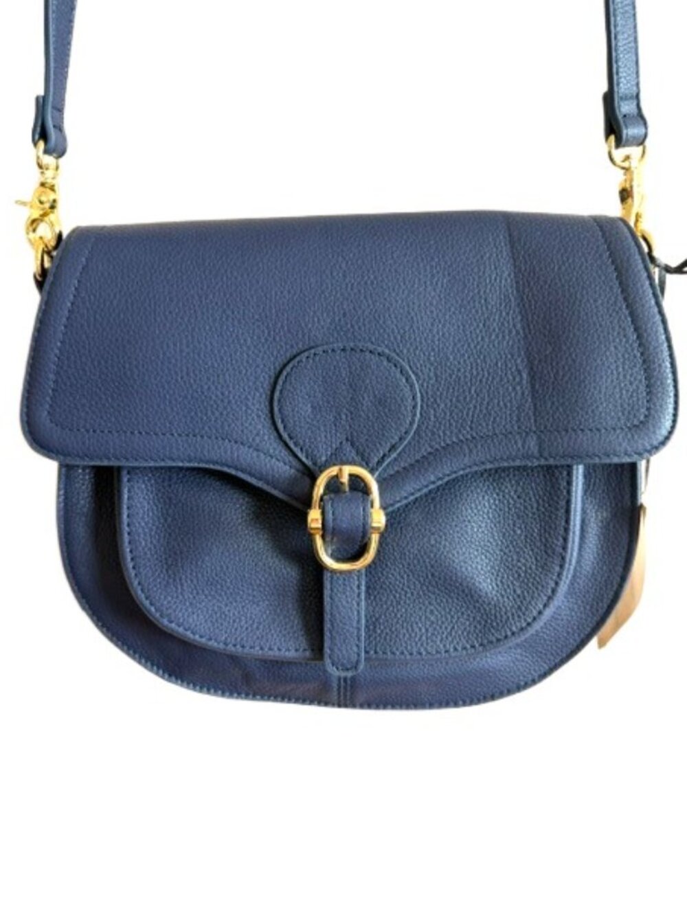 Emma Fox Blue Leather Crossbody Bag NWOT Pebbled Leather Gold Tone Hardware